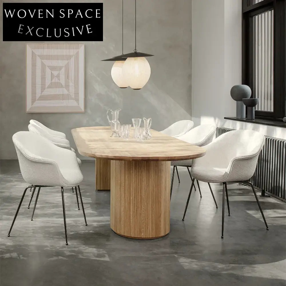 Luxury Solid Oak Wood Rectangular Nordic Style Dining Table