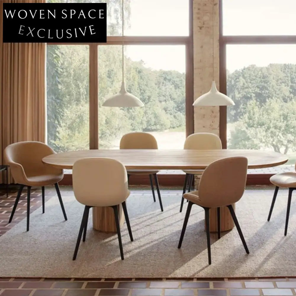 Luxury Solid Oak Wood Rectangular Nordic Style Dining Table