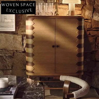 Luxury Solid Wood 2-Door Dining Room Storage Cabinet with Wine Rack