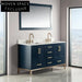 Luxury Solid Wood 60-Inch Bathroom Vanity with Marble Top, Soft-Close