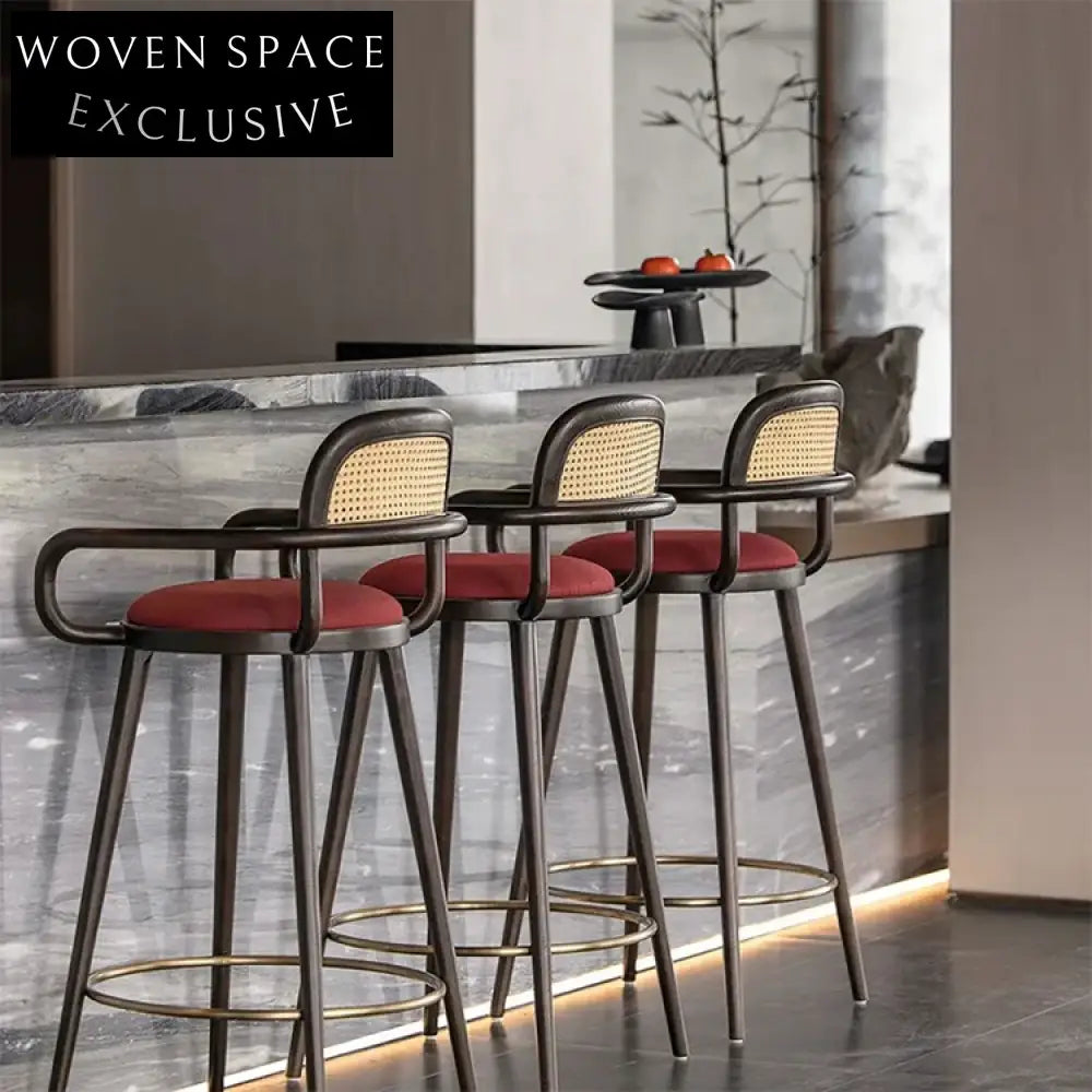 Luxury Solid Wood Backrest Bar Stool, Commercial & Home Use Chair