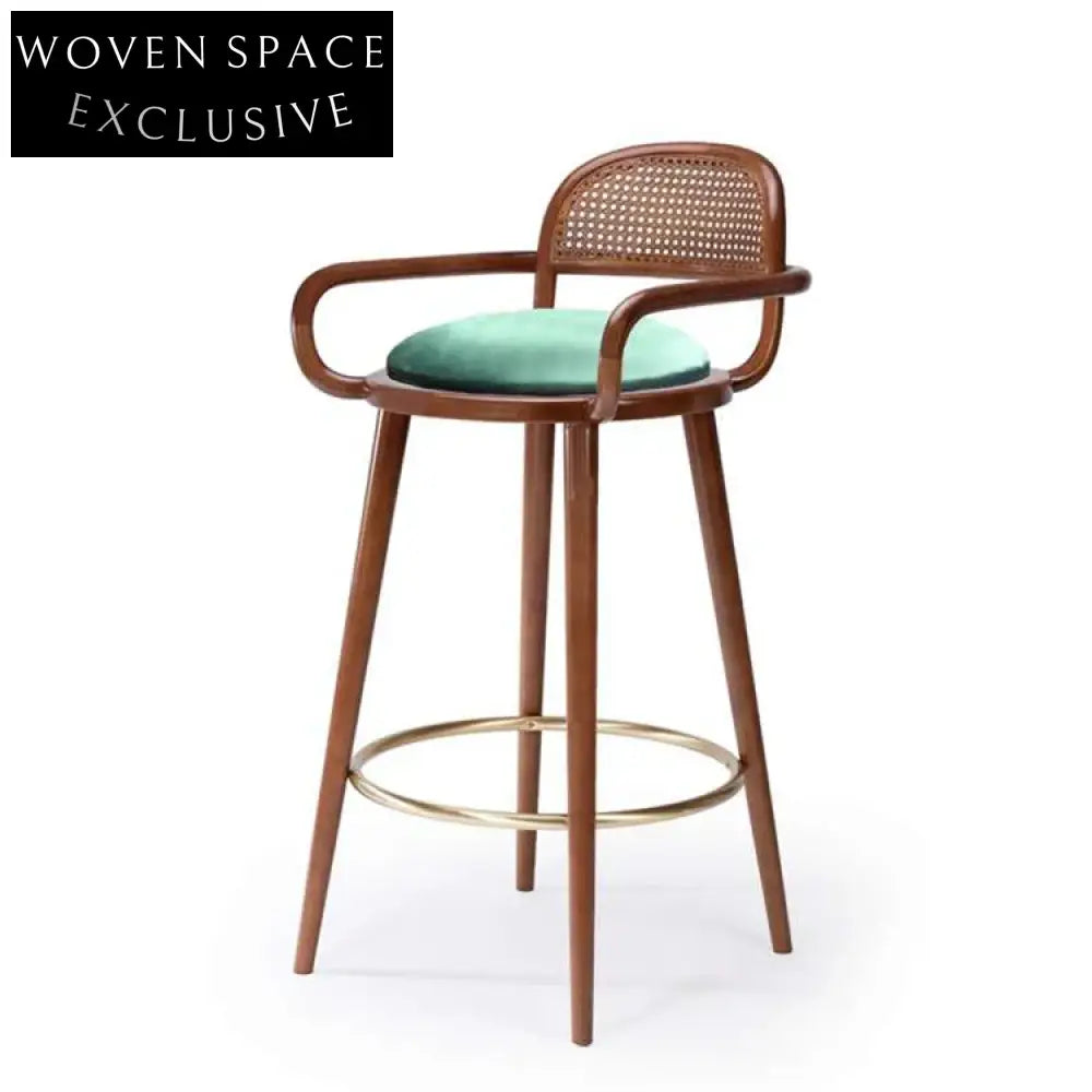 Luxury Solid Wood Backrest Bar Stool, Commercial & Home Use Chair