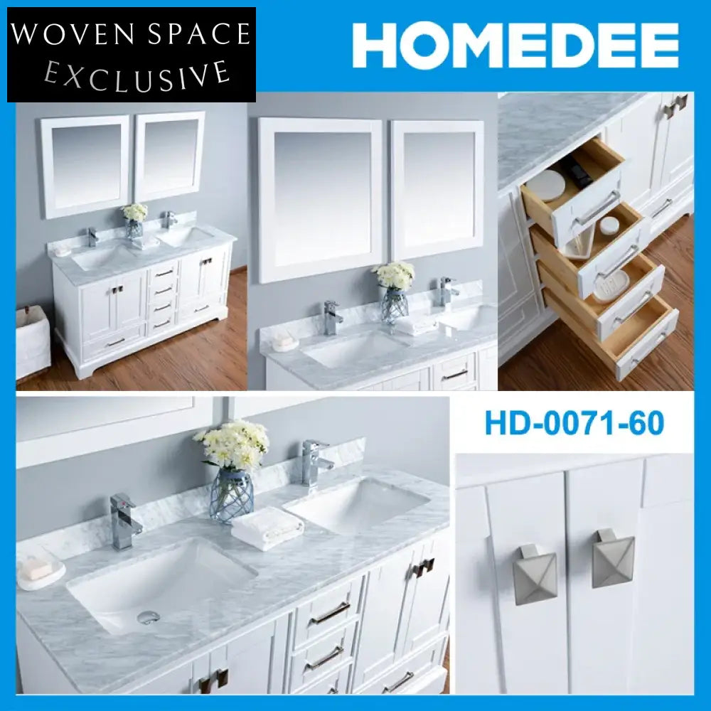 Luxury Solid Wood Bathroom Vanity Cabinet, Marble Top, Soft-Close Storage