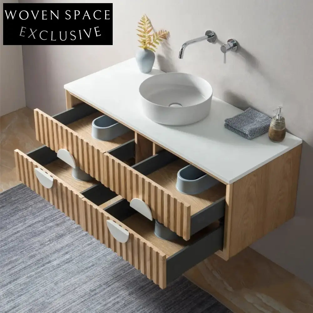 Luxury Solid Wood Bathroom Vanity Cabinet with Premium Marble Top