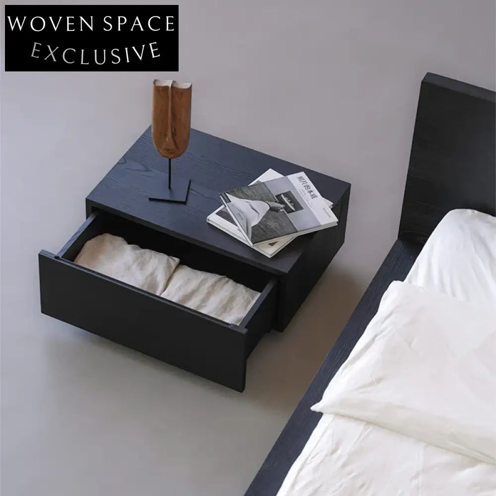 Luxury Solid Wood Black Nightstand Cabinet with Storage for Bedroom & Hotel