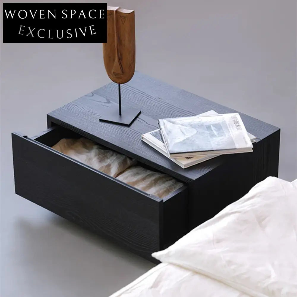 Luxury Solid Wood Black Nightstand Cabinet with Storage for Bedroom & Hotel