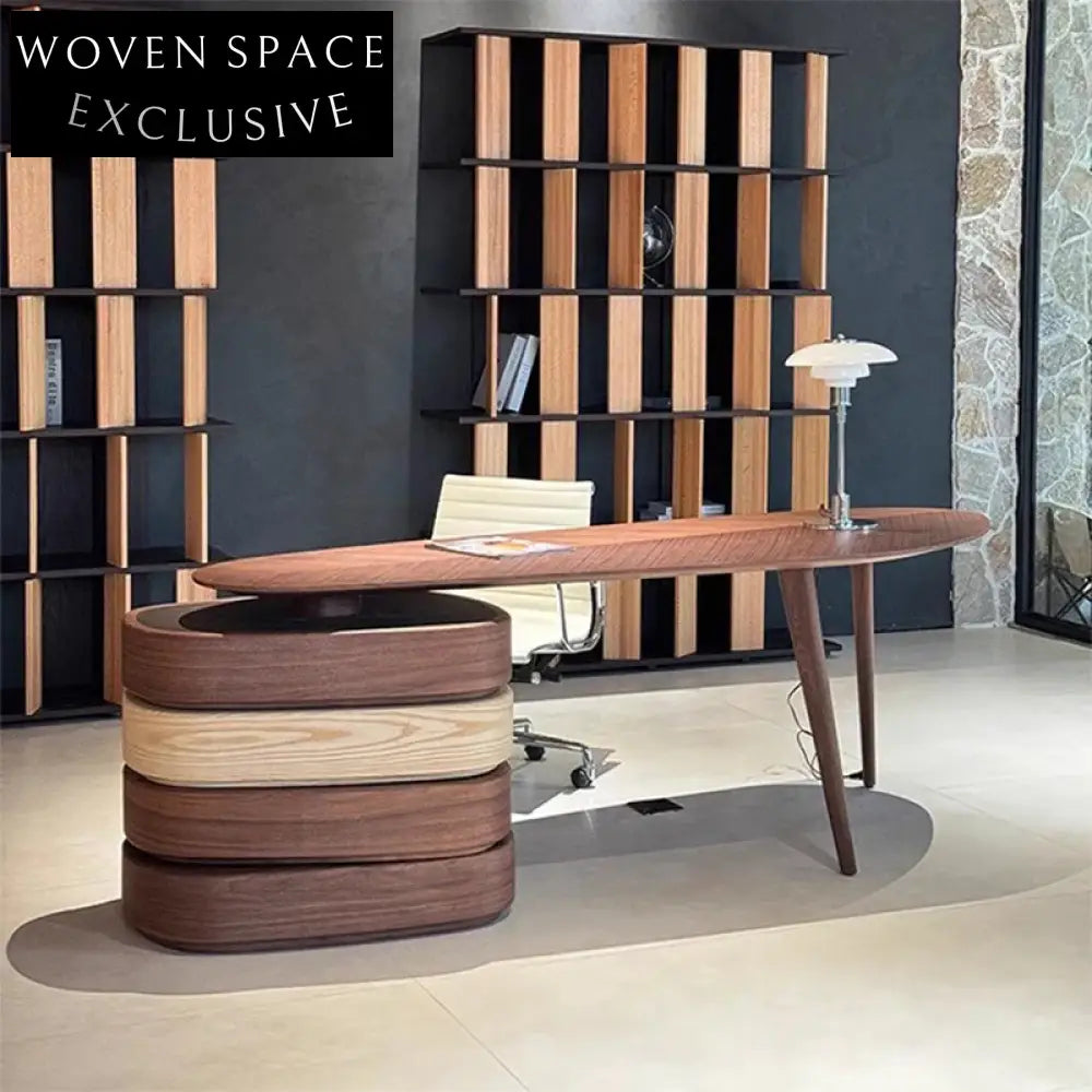 Luxury Solid Wood Executive Desk with Drawer, Italian Style Modern Office Table