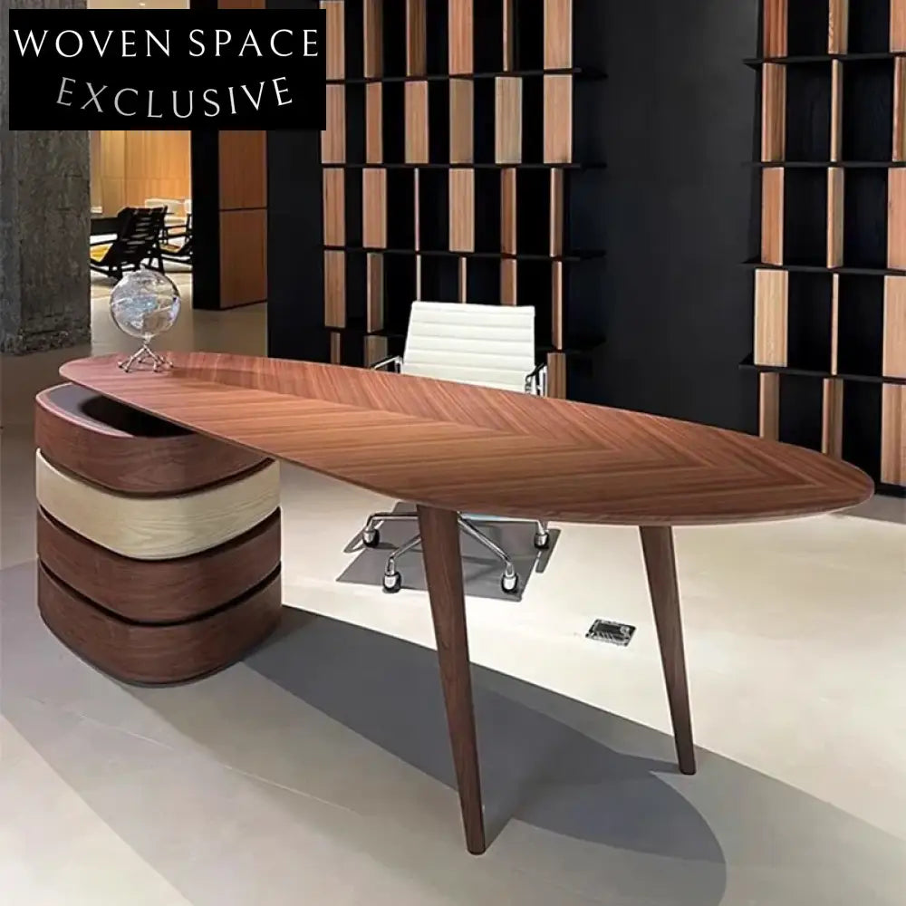 Luxury Solid Wood Executive Desk with Drawer, Italian Style Modern Office Table