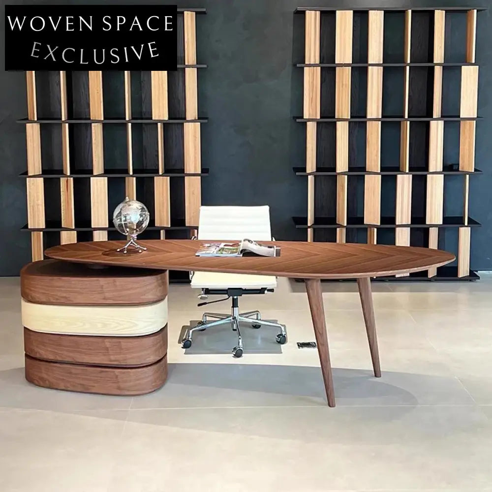 Luxury Solid Wood Executive Desk with Drawer, Italian Style Modern Office Table