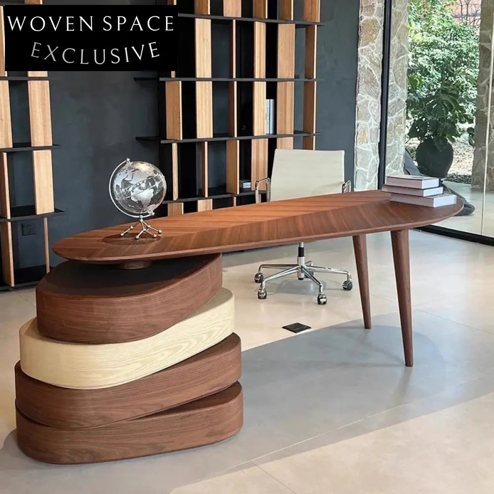 Luxury Solid Wood Executive Desk with Drawer, Italian Style Modern Office Table