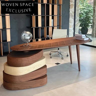 Luxury Solid Wood Executive Desk with Drawer, Italian Style Modern Office Table