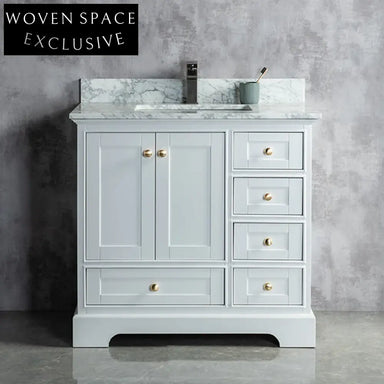 Luxury Solid Wood Floor Mount Bathroom Vanity with Integrated Sink