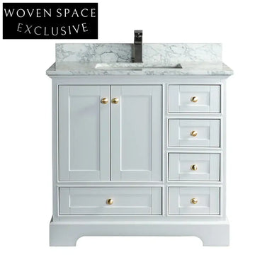 Luxury Solid Wood Floor Mount Bathroom Vanity with Integrated Sink