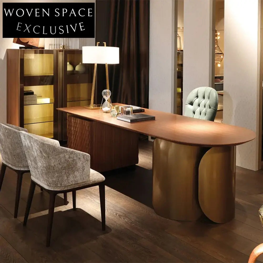 Luxury Solid Wood Home Office Dressing Table with Side Cabinet