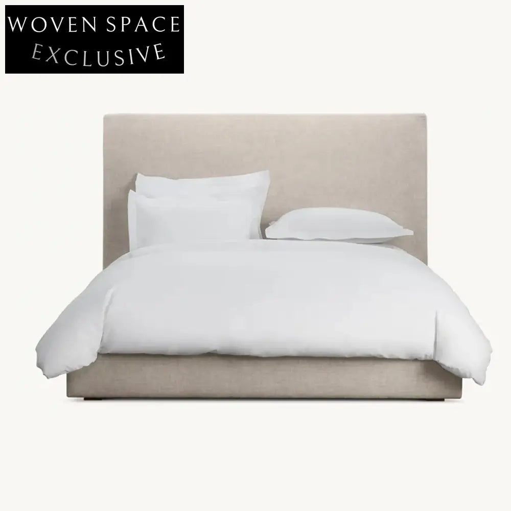 Luxury Solid Wood King Bed Frame with Velvet Soft Headboard Minimalist Design