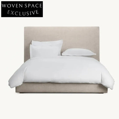 Luxury Solid Wood King Bed Frame with Velvet Soft Headboard Minimalist Design