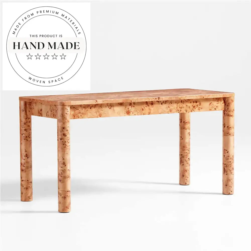 Luxury Solid Wood L-Shape Executive Burl Home Office Computer Desk