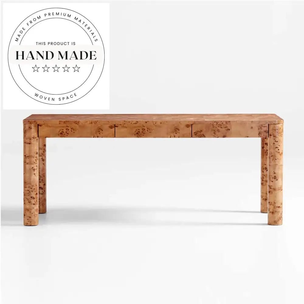 Luxury Solid Wood L-Shape Executive Burl Home Office Computer Desk