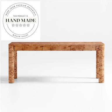 Luxury Solid Wood L-Shape Executive Burl Home Office Computer Desk