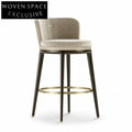 Luxury Solid Wood Leather Upholstered Kitchen Counter Bar Stool
