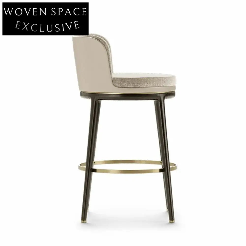 Luxury Solid Wood Leather Upholstered Kitchen Counter Bar Stool