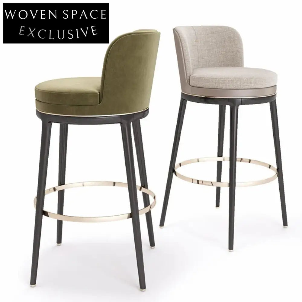Luxury Solid Wood Leather Upholstered Kitchen Counter Bar Stool