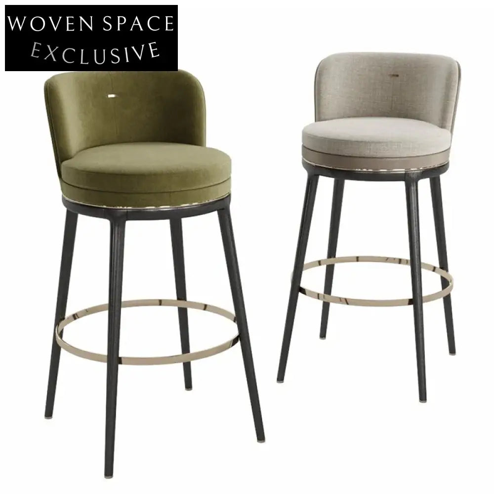 Luxury Solid Wood Leather Upholstered Kitchen Counter Bar Stool