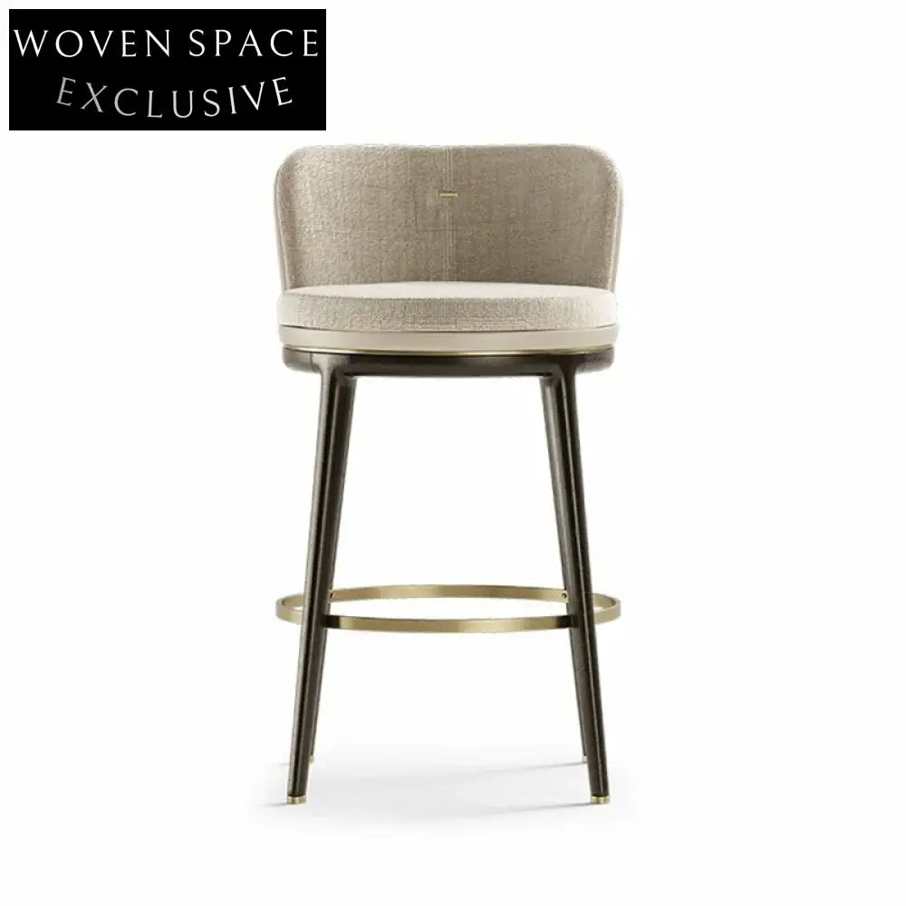 Luxury Solid Wood Leather Upholstered Kitchen Counter Bar Stool