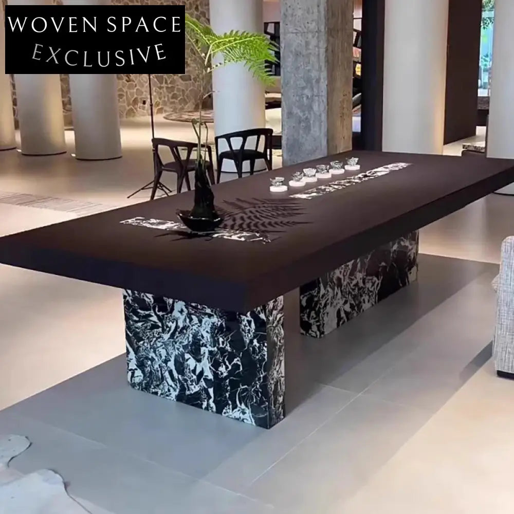 Luxury Solid Wood Marble Top 8-Seater Modern Dining Table for Home