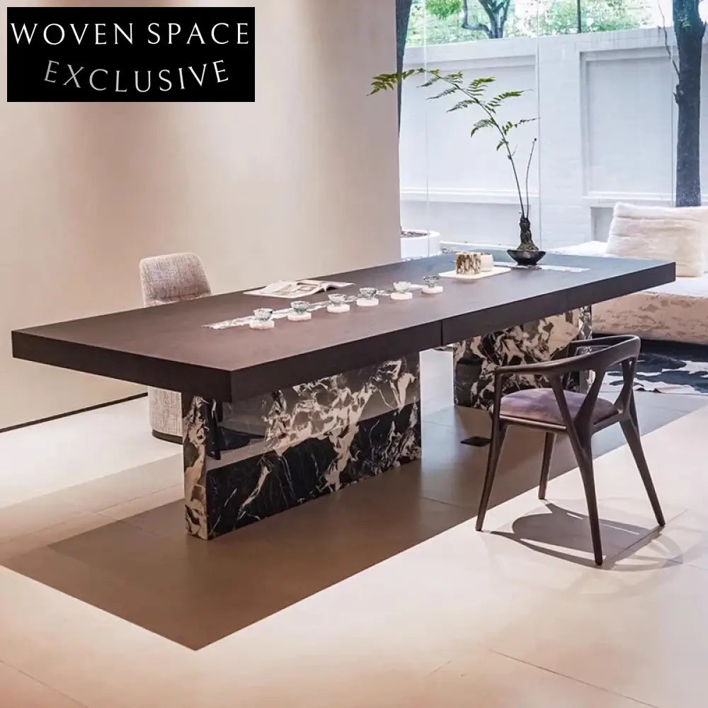 Luxury Solid Wood Marble Top 8-Seater Modern Dining Table for Home