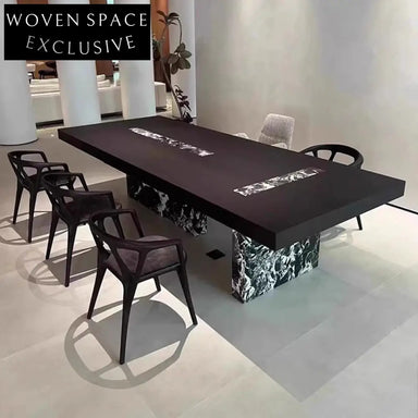 Luxury Solid Wood Marble Top 8-Seater Modern Dining Table for Home