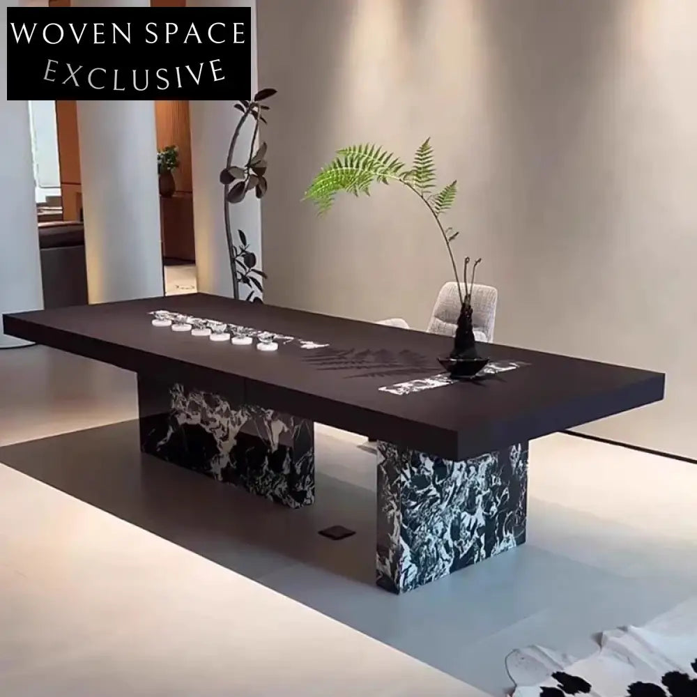 Luxury Solid Wood Marble Top 8-Seater Modern Dining Table for Home