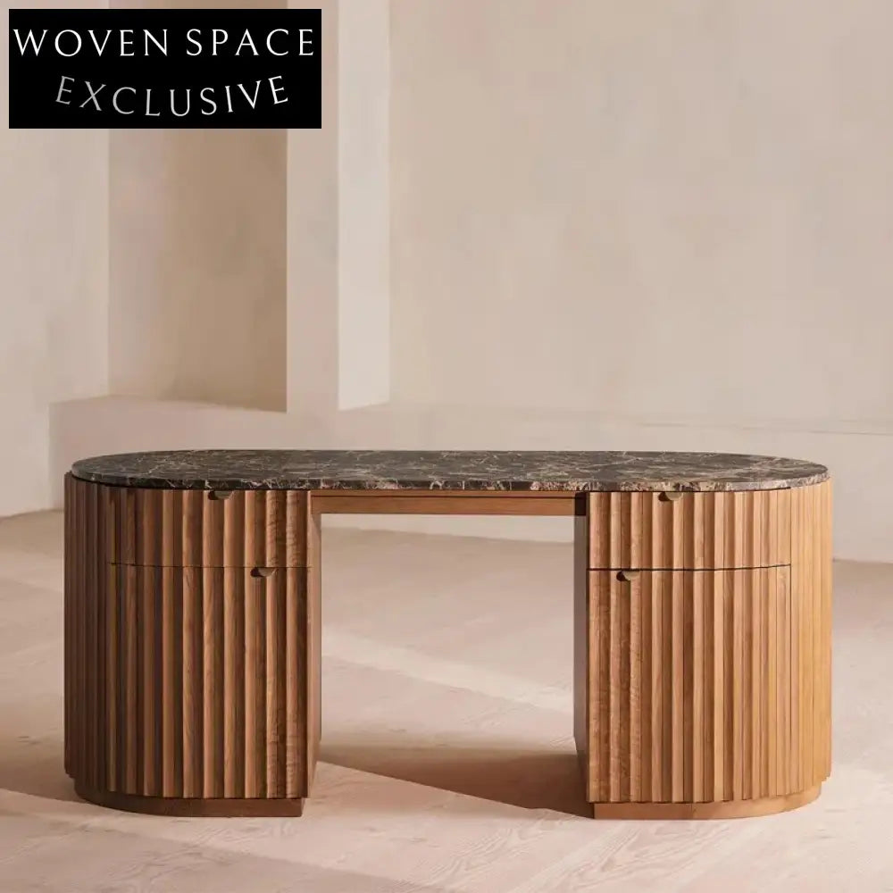 Luxury Solid Wood Marble Top Modern Desk for Home Office or Bedroom