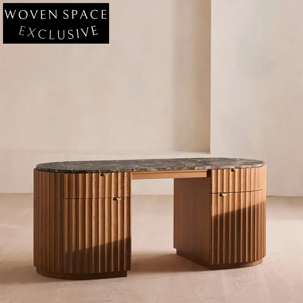 Luxury Solid Wood Marble Top Modern Desk for Home Office or Bedroom