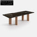Luxury Solid Wood Rectangle Dining Table with Natural Marble Top
