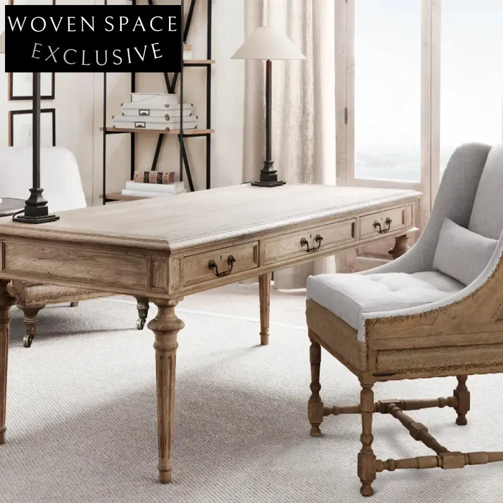 Luxury Solid Wood Retro Home Office Desk and Elegant Makeup Dressing Table