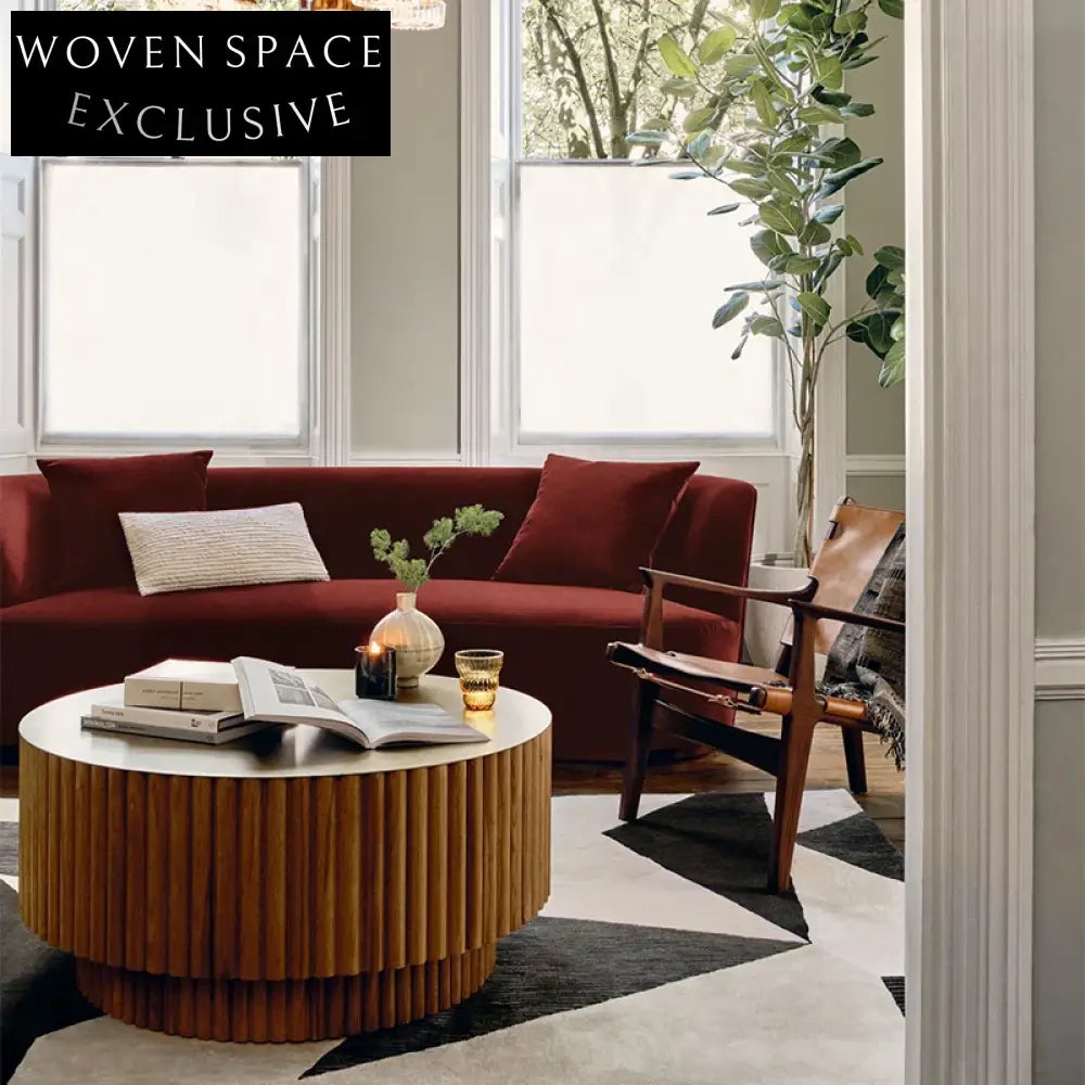 Luxury Solid Wood Round Coffee Table, American Style Living Room Centerpiece