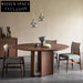 Luxury Solid Wood Round Dining Table, Oak Walnut Finish