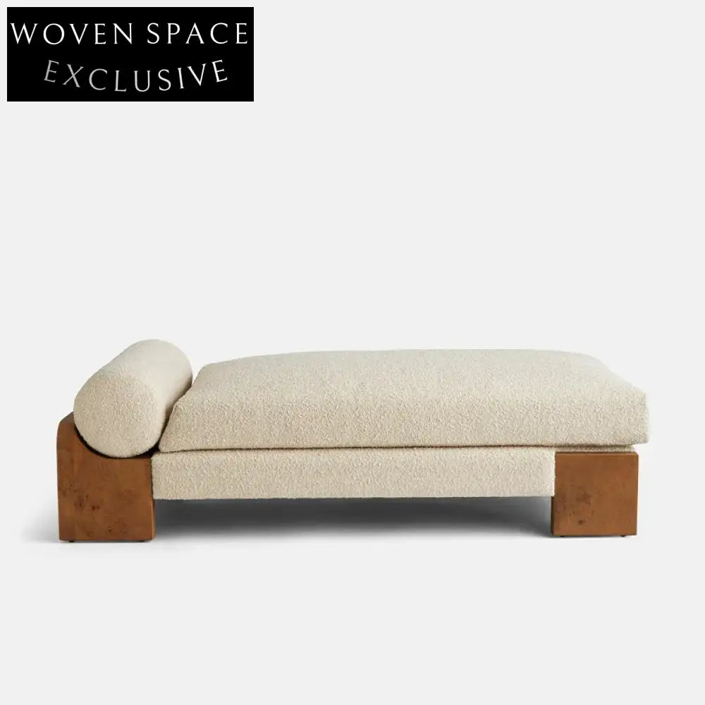 Luxury Solid Wood Teddy Boucle Fabric Modern Bed End Bench