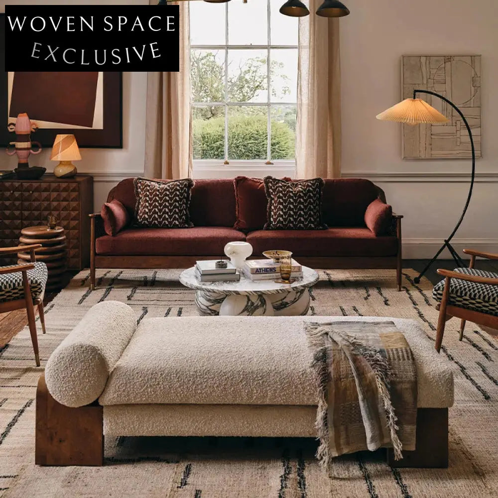 Luxury Solid Wood Teddy Boucle Fabric Modern Bed End Bench