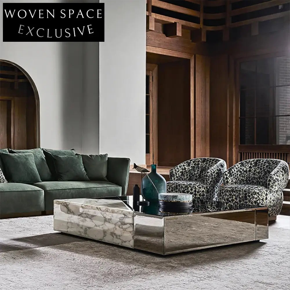 Luxury Splicing Metal Marble Hotel Lobby Living Room Center Coffee Table