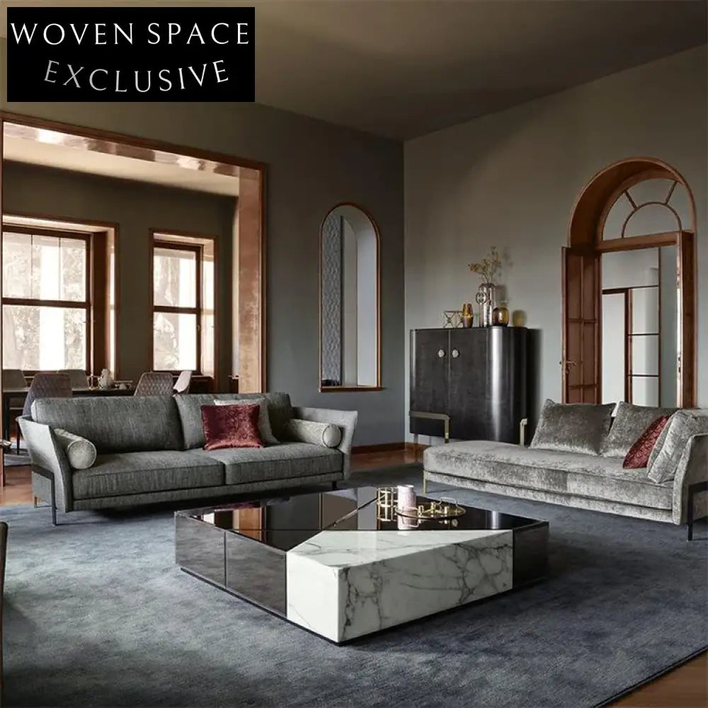 Luxury Splicing Metal Marble Hotel Lobby Living Room Center Coffee Table