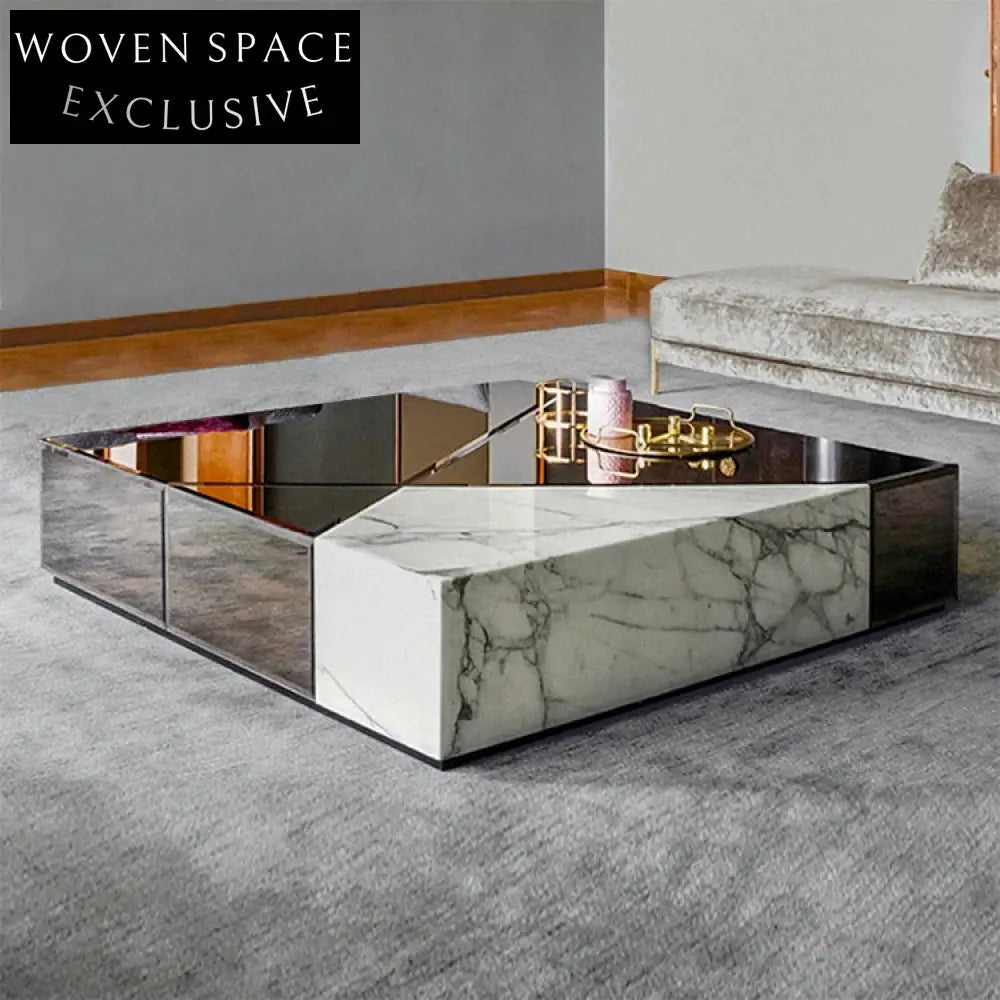 Luxury Splicing Metal Marble Hotel Lobby Living Room Center Coffee Table