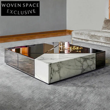 Luxury Splicing Metal Marble Hotel Lobby Living Room Center Coffee Table