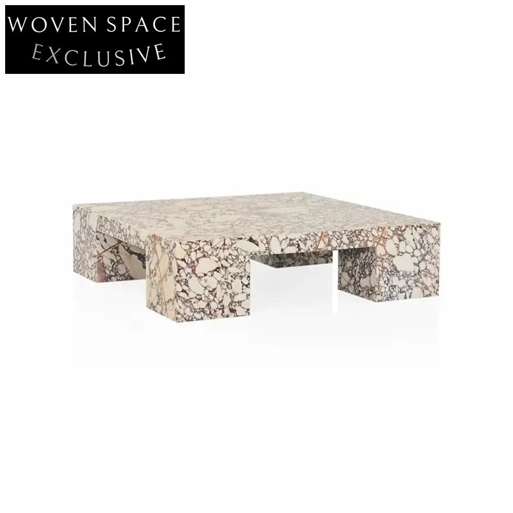 Luxury Square Calacatta Travertine Marble Living Room Coffee Table