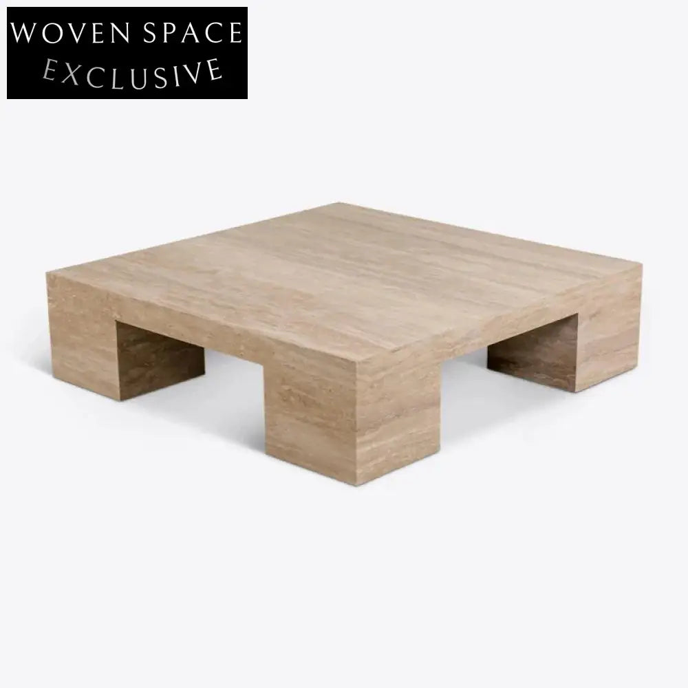 Luxury Square Calacatta Travertine Marble Living Room Coffee Table