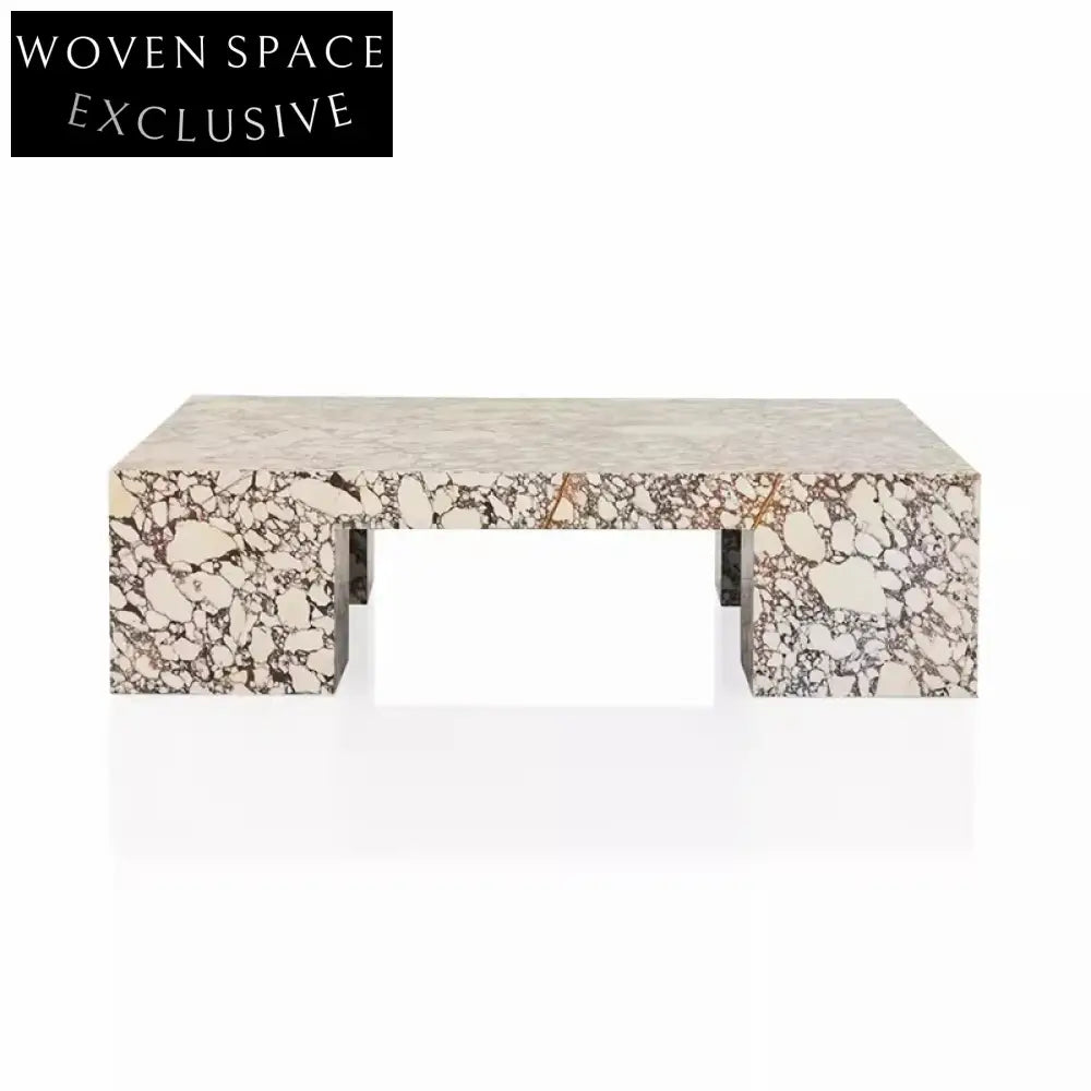 Luxury Square Calacatta Travertine Marble Living Room Coffee Table