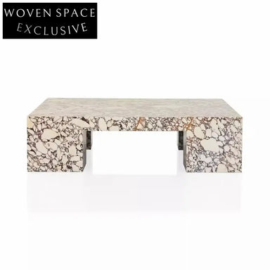 Luxury Square Calacatta Travertine Marble Living Room Coffee Table