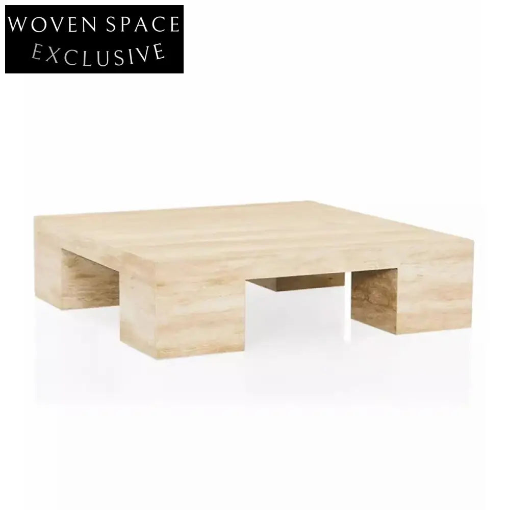 Luxury Square Calacatta Travertine Marble Living Room Coffee Table