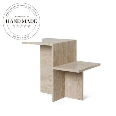 Luxury Square Natural Travertine Marble Modern Minimalist Stone Side Table
